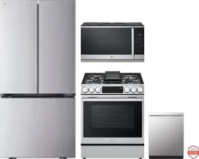 4 Piece Package Includes Refrigerator, Range, Microwave And Dishwasher