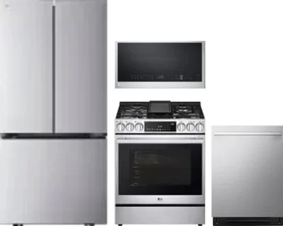 4 Piece Package Includes Refrigerator, Range, Microwave And Dishwasher