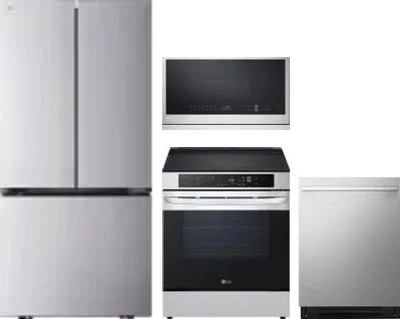 4 Piece Package Includes Refrigerator, Range, Microwave And Dishwasher