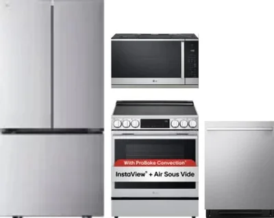 4 Piece Package Includes Refrigerator, Range, Microwave And Dishwasher