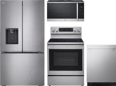 4 Piece Package Includes Refrigerator, Range, Microwave And Dishwasher