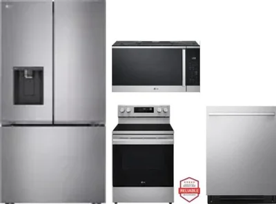 4 Piece Package Includes Refrigerator, Range, Microwave And Dishwasher