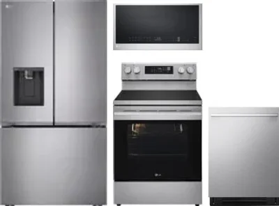 4 Piece Package Includes Refrigerator, Range, Microwave And Dishwasher
