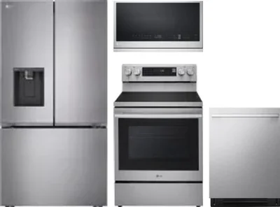 4 Piece Package Includes Refrigerator, Range, Microwave And Dishwasher