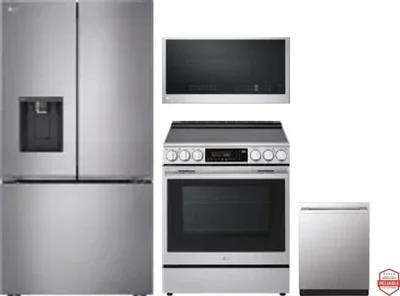 4 Piece Package Includes Refrigerator, Range, Microwave And Dishwasher