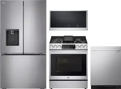 4 Piece Package Includes Refrigerator, Range, Microwave And Dishwasher