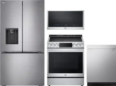 4 Piece Package Includes Refrigerator, Range, Microwave And Dishwasher