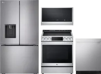 4 Piece Package Includes Refrigerator, Range, Microwave And Dishwasher