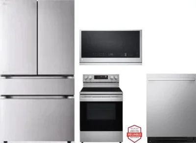 4 Piece Package Includes Refrigerator, Range, Microwave And Dishwasher