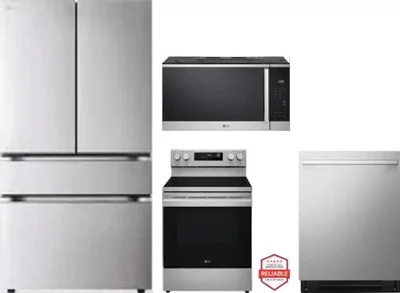 4 Piece Package Includes Refrigerator, Range, Microwave And Dishwasher