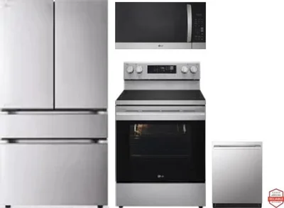 4 Piece Package Includes Refrigerator, Range, Microwave And Dishwasher