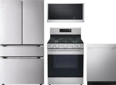 4 Piece Package Includes Refrigerator, Range, Microwave And Dishwasher