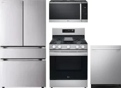 4 Piece Package Includes Refrigerator, Range, Microwave And Dishwasher