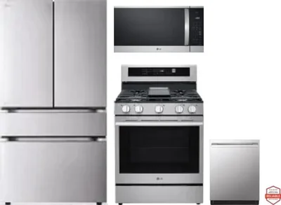 4 Piece Package Includes Refrigerator, Range, Microwave And Dishwasher