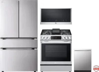 4 Piece Package Includes Refrigerator, Range, Microwave And Dishwasher