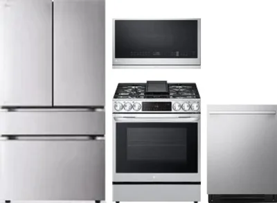 4 Piece Package Includes Refrigerator, Range, Microwave And Dishwasher