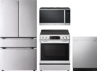 4 Piece Package Includes Refrigerator, Range, Microwave And Dishwasher