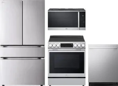 4 Piece Package Includes Refrigerator, Range, Microwave And Dishwasher