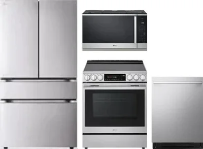4 Piece Package Includes Refrigerator, Range, Microwave And Dishwasher