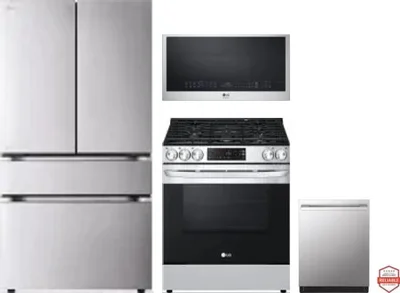 4 Piece Package Includes Refrigerator, Range, Microwave And Dishwasher