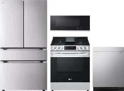 4 Piece Package Includes Refrigerator, Range, Microwave And Dishwasher