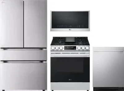 4 Piece Package Includes Refrigerator, Range, Microwave And Dishwasher