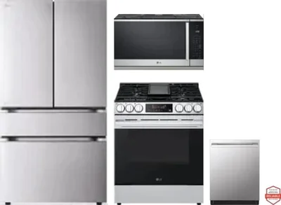 4 Piece Package Includes Refrigerator, Range, Microwave And Dishwasher