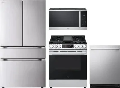 4 Piece Package Includes Refrigerator, Range, Microwave And Dishwasher