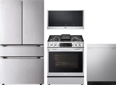 4 Piece Package Includes Refrigerator, Range, Microwave And Dishwasher
