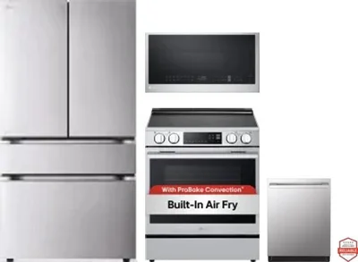 4 Piece Package Includes Refrigerator, Range, Microwave And Dishwasher