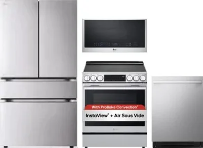 4 Piece Package Includes Refrigerator, Range, Microwave And Dishwasher