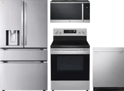 4 Piece Package Includes Refrigerator, Range, Microwave And Dishwasher