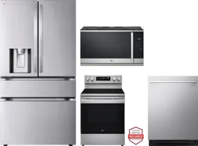 4 Piece Package Includes Refrigerator, Range, Microwave And Dishwasher