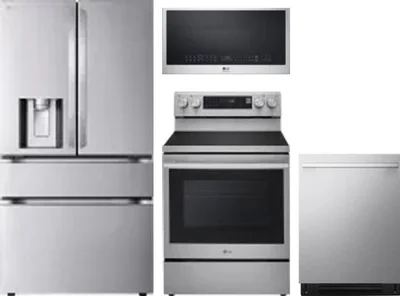 4 Piece Package Includes Refrigerator, Range, Microwave And Dishwasher