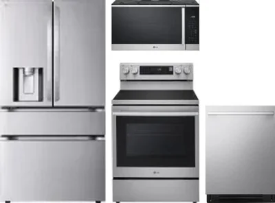 4 Piece Package Includes Refrigerator, Range, Microwave And Dishwasher