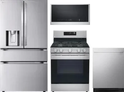 4 Piece Package Includes Refrigerator, Range, Microwave And Dishwasher