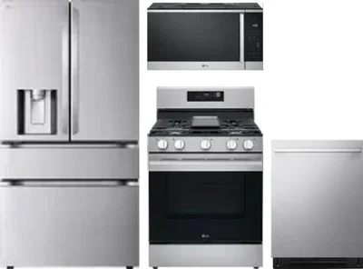 4 Piece Package Includes Refrigerator, Range, Microwave And Dishwasher