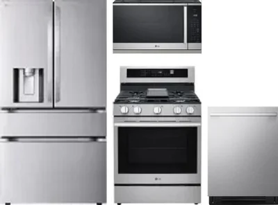 4 Piece Package Includes Refrigerator, Range, Microwave And Dishwasher