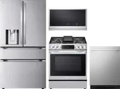 4 Piece Package Includes Refrigerator, Range, Microwave And Dishwasher