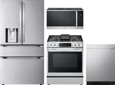 4 Piece Package Includes Refrigerator, Range, Microwave And Dishwasher