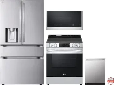 4 Piece Package Includes Refrigerator, Range, Microwave And Dishwasher