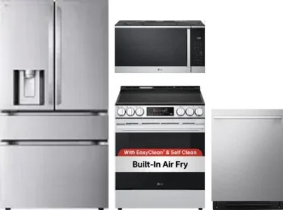 4 Piece Package Includes Refrigerator, Range, Microwave And Dishwasher