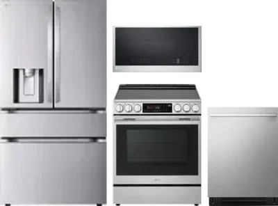 4 Piece Package Includes Refrigerator, Range, Microwave And Dishwasher