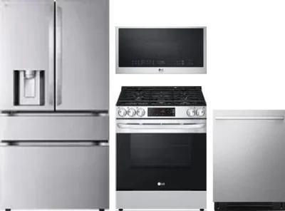 4 Piece Package Includes Refrigerator, Range, Microwave And Dishwasher