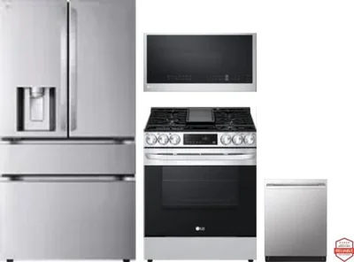4 Piece Package Includes Refrigerator, Range, Microwave And Dishwasher