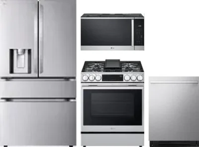 4 Piece Package Includes Refrigerator, Range, Microwave And Dishwasher