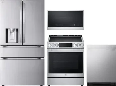 4 Piece Package Includes Refrigerator, Range, Microwave And Dishwasher