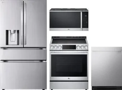 4 Piece Package Includes Refrigerator, Range, Microwave And Dishwasher