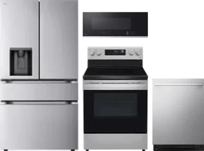 4 Piece Package Includes Refrigerator, Range, Microwave And Dishwasher