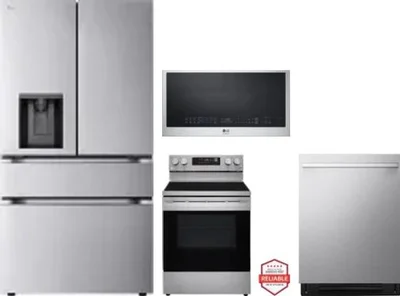 4 Piece Package Includes Refrigerator, Range, Microwave And Dishwasher